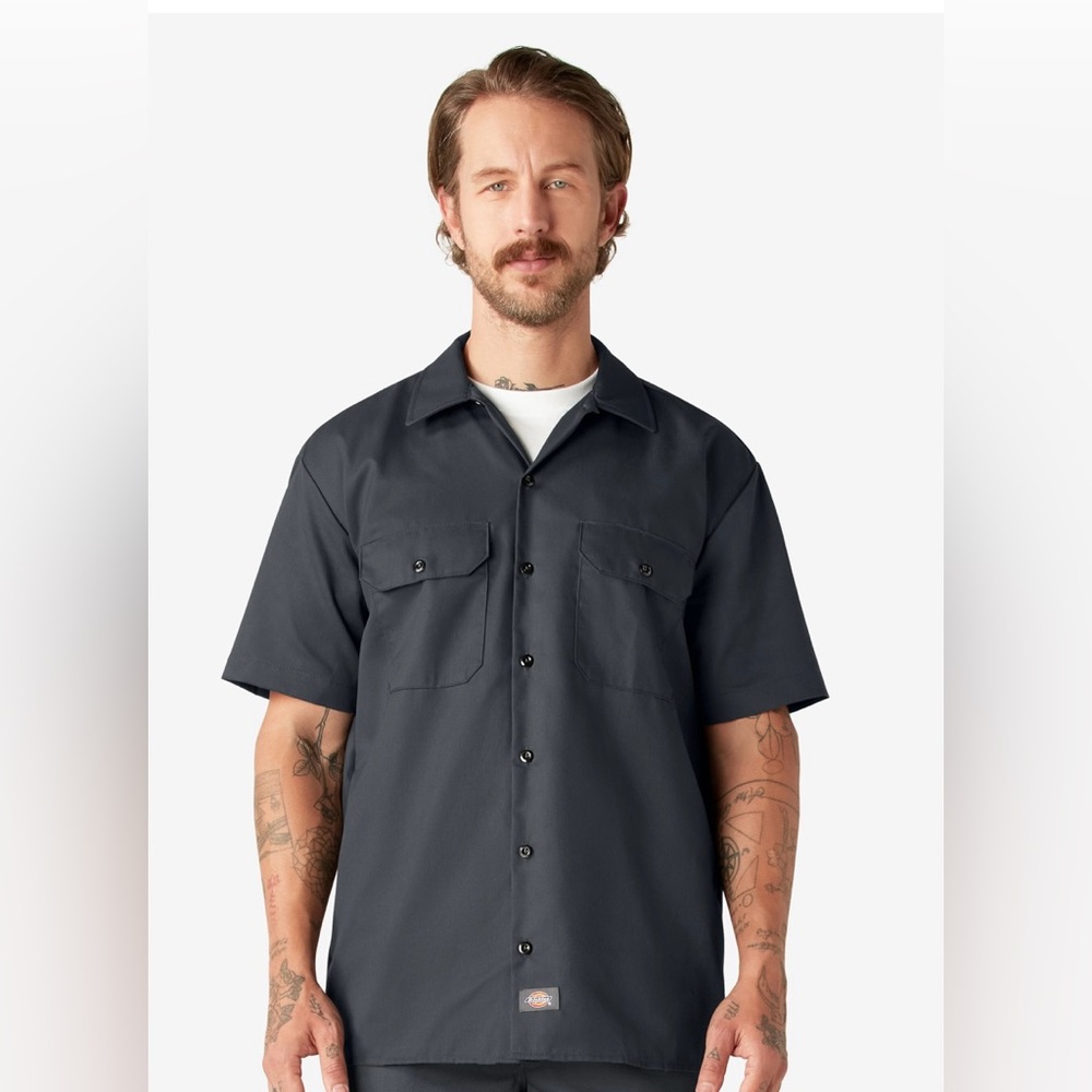 Dickies Short Sleeve Gray Work Shirt Size XL